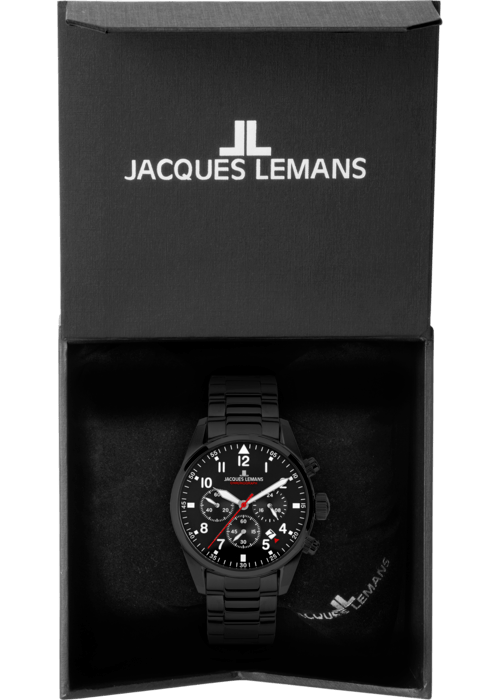 Мужские часы Jacques Lemans Classic 42-2H, механизм кварцевый, циферблат черный, браслет кожа — Изображение 6