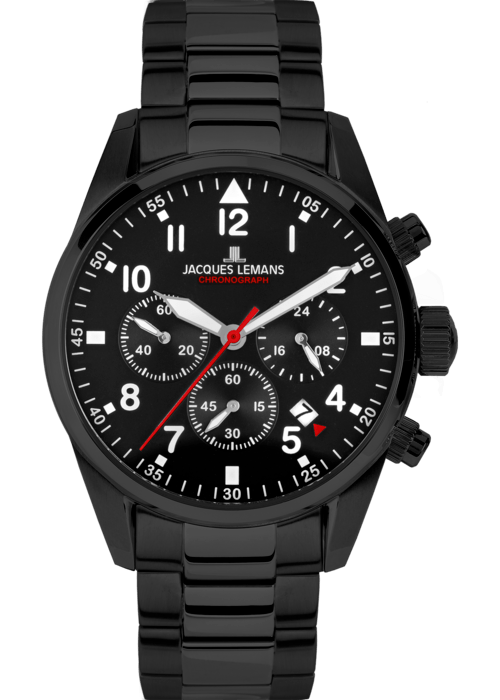 Мужские часы Jacques Lemans Classic 42-2H, механизм кварцевый, циферблат черный, браслет кожа — Изображение 1
