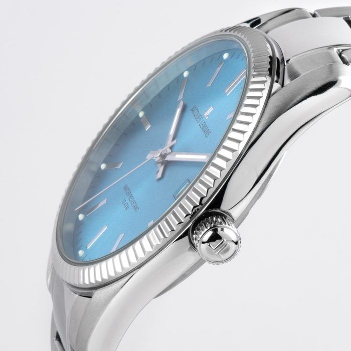 Мужские часы Jacques Lemans Classic 50-3D, механизм кварцевый, циферблат голубой, браслет нержавеющая сталь — Изображение 4
