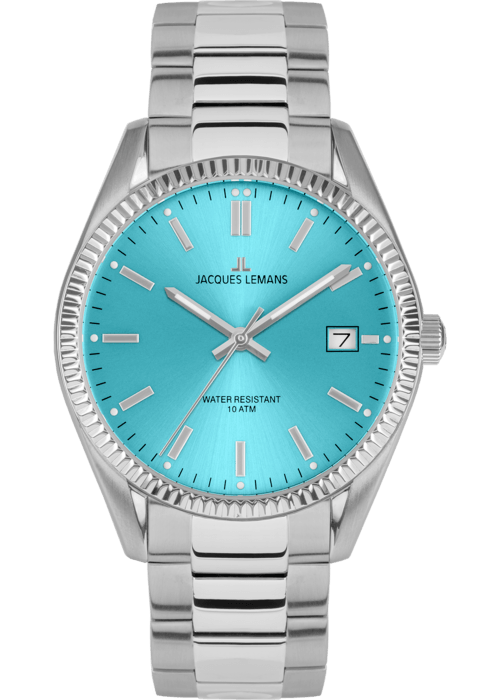 Мужские часы Jacques Lemans Classic 50-3D, механизм кварцевый, циферблат голубой, браслет нержавеющая сталь — Изображение 1