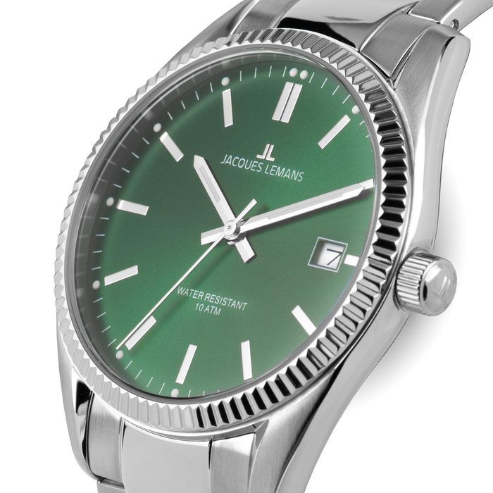Мужские часы Jacques Lemans Classic 50-3E, механизм кварцевый, циферблат зеленый, браслет нержавеющая сталь — Изображение 3