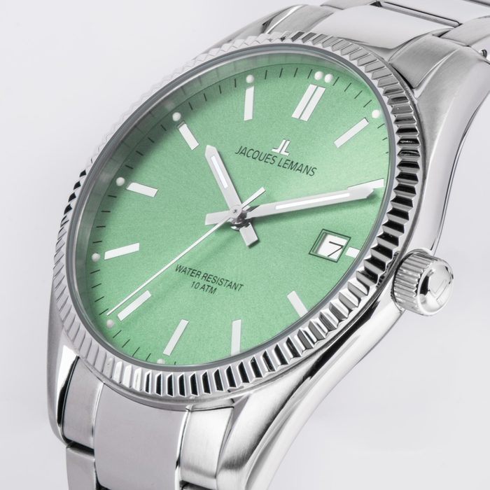 Мужские часы Jacques Lemans Classic 50-3F, механизм кварцевый, циферблат зеленый, браслет нержавеющая сталь — Изображение 2