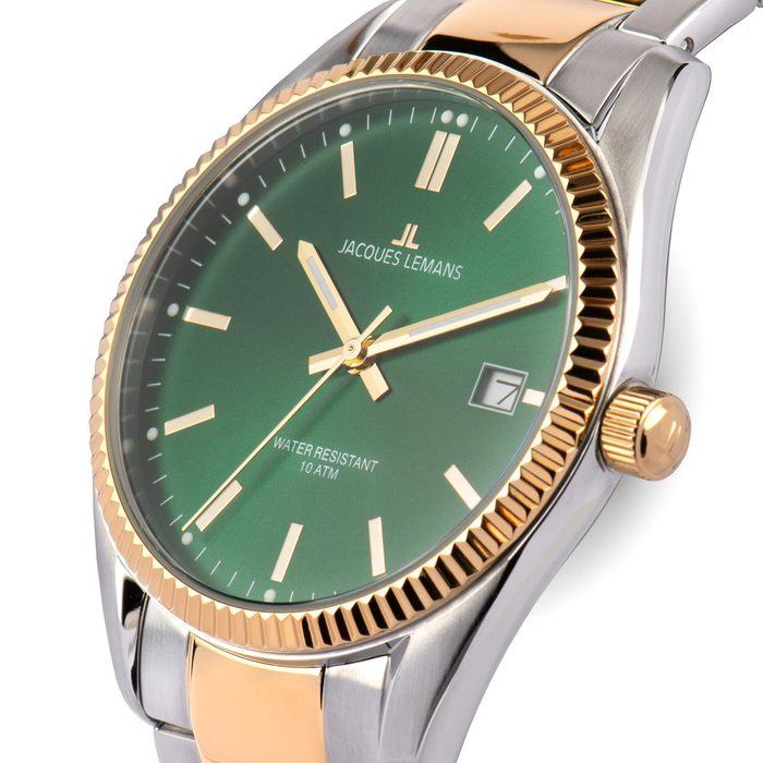 Мужские часы Jacques Lemans Classic 50-3K, механизм кварцевый, циферблат зеленый, браслет нержавеющая сталь — Изображение 2