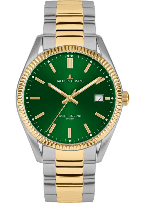 Мужские часы Jacques Lemans Classic 50-3K, механизм кварцевый, циферблат зеленый, браслет нержавеющая сталь — Изображение 1