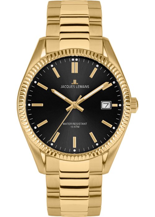 Мужские часы Jacques Lemans Classic 50-3M, механизм кварцевый, циферблат черный, браслет нержавеющая сталь — Изображение 1