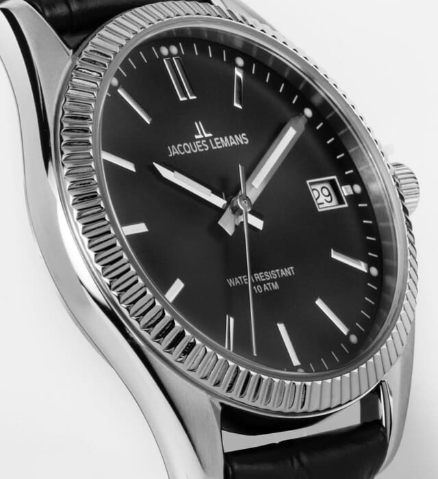 Мужские часы Jacques Lemans Classic 50-3P, механизм кварцевый, циферблат черный, браслет кожа — Изображение 3