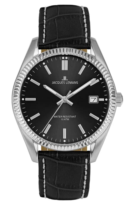 Мужские часы Jacques Lemans Classic 50-3P, механизм кварцевый, циферблат черный, браслет кожа — Изображение 1