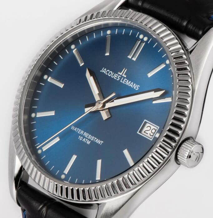 Мужские часы Jacques Lemans Classic 50-3R, механизм кварцевый, циферблат синий, браслет кожа — Изображение 2