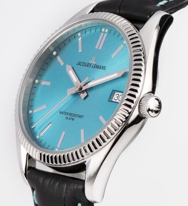 Мужские часы Jacques Lemans Classic 50-3S, механизм кварцевый, циферблат голубой, браслет кожа — Изображение 2