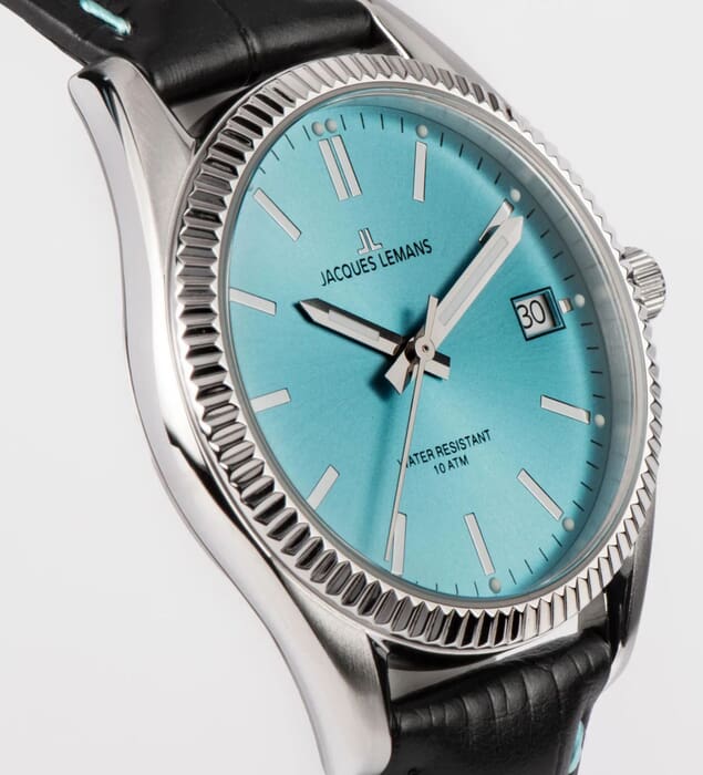 Мужские часы Jacques Lemans Classic 50-3S, механизм кварцевый, циферблат голубой, браслет кожа — Изображение 3