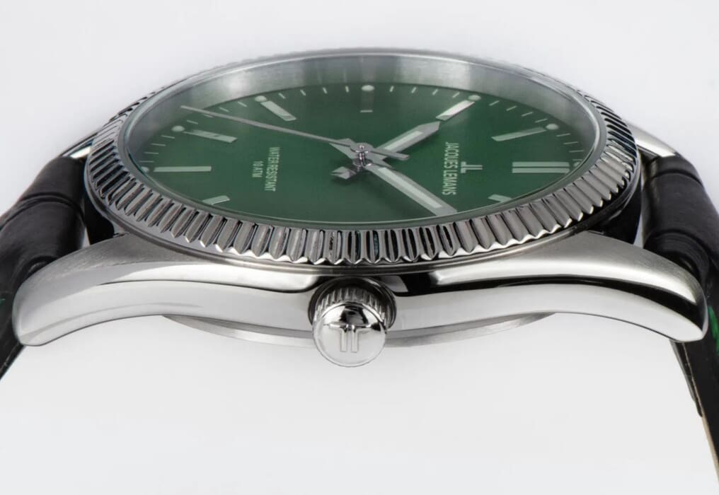 Мужские часы Jacques Lemans Classic 50-3T, механизм кварцевый, циферблат зеленый, браслет кожа — Изображение 5