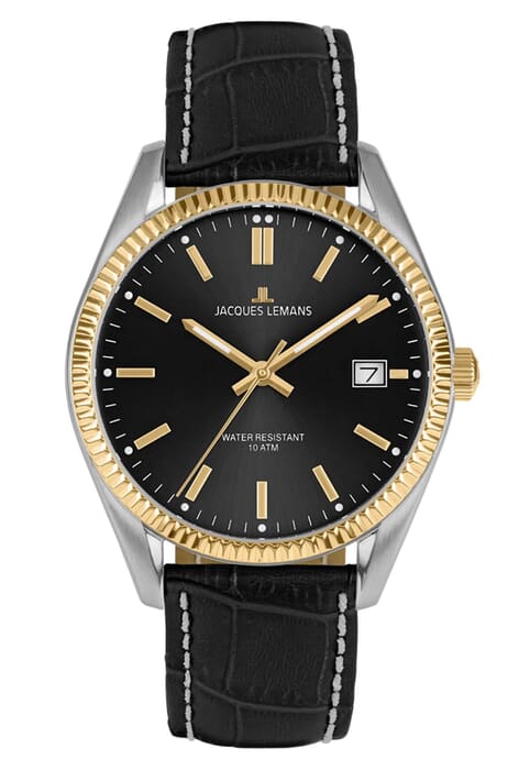 Мужские часы Jacques Lemans Classic 50-3U, механизм кварцевый, циферблат черный, браслет кожа — Изображение 1