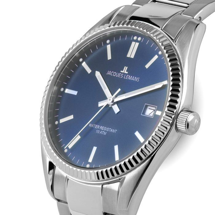 Женские часы Jacques Lemans Classic 50-4C, механизм кварцевый, циферблат синий, браслет нержавеющая сталь — Изображение 2