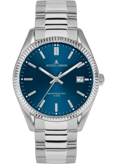 Женские часы Jacques Lemans Classic 50-4C, механизм кварцевый, циферблат синий, браслет нержавеющая сталь — Изображение 1