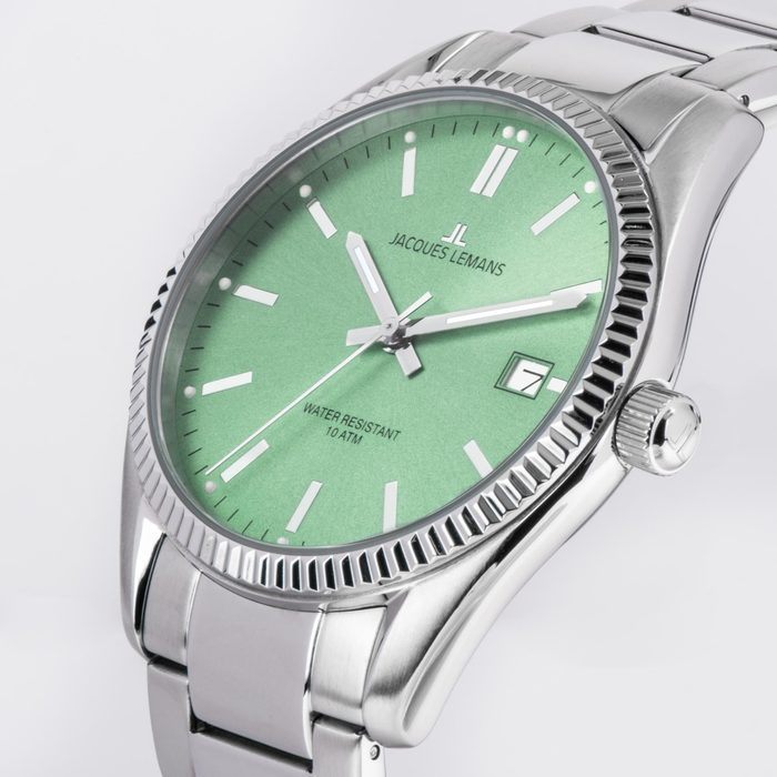 Женские часы Jacques Lemans Classic 50-4F, механизм кварцевый, циферблат зеленый, браслет нержавеющая сталь — Изображение 2