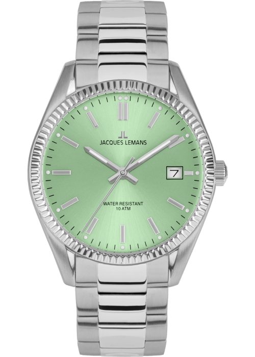 Женские часы Jacques Lemans Classic 50-4F, механизм кварцевый, циферблат зеленый, браслет нержавеющая сталь — Изображение 1