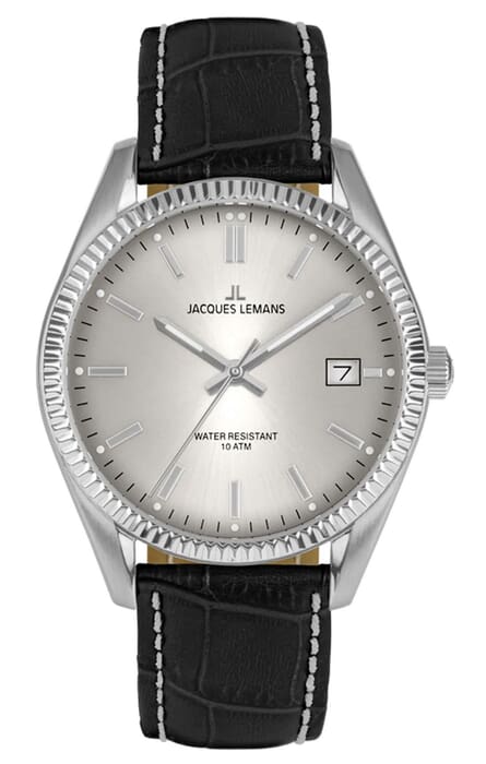 Женские часы Jacques Lemans Classic 50-4Q, механизм кварцевый, циферблат серебристый, браслет кожа — Изображение 1