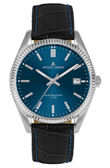 Женские часы Jacques Lemans Classic 50-4R, механизм кварцевый, циферблат синий, браслет кожа — Изображение 1