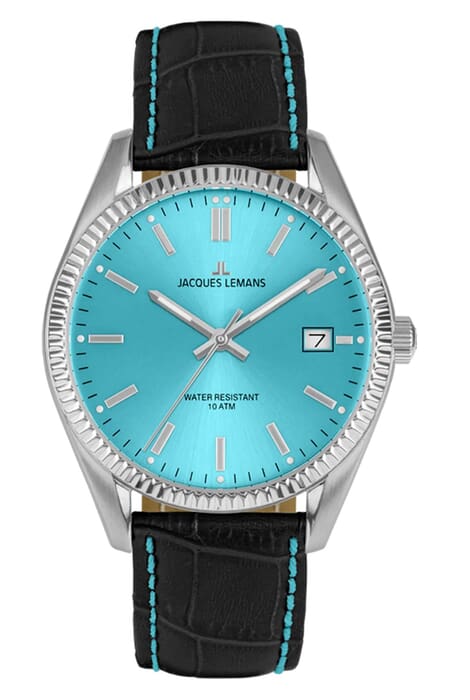 Женские часы Jacques Lemans Classic 50-4S, механизм кварцевый, циферблат голубой, браслет кожа — Изображение 1
