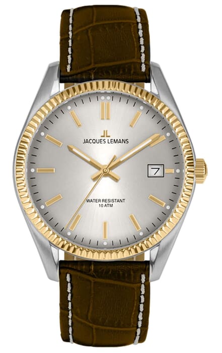 Женские часы Jacques Lemans Classic 50-4V, механизм кварцевый, циферблат серебристый, браслет кожа — Изображение 1