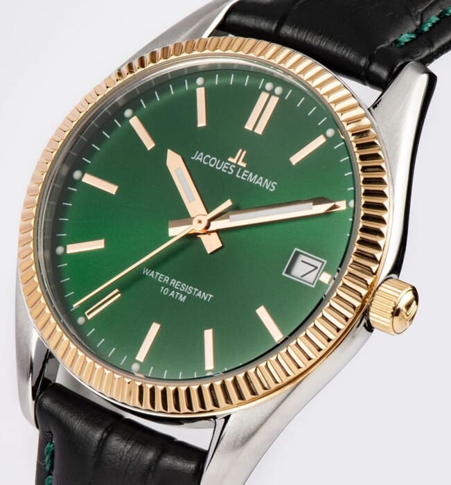 Женские часы Jacques Lemans Classic 50-4W, механизм кварцевый, циферблат зеленый, браслет кожа — Изображение 2