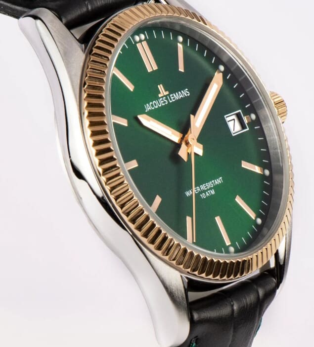 Женские часы Jacques Lemans Classic 50-4W, механизм кварцевый, циферблат зеленый, браслет кожа — Изображение 3