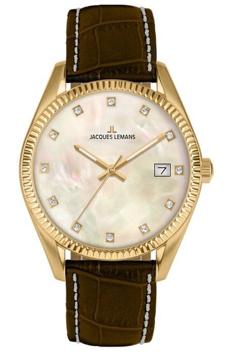 Женские часы Jacques Lemans Classic 50-4Y, механизм кварцевый, циферблат белый, браслет кожа — Изображение 1