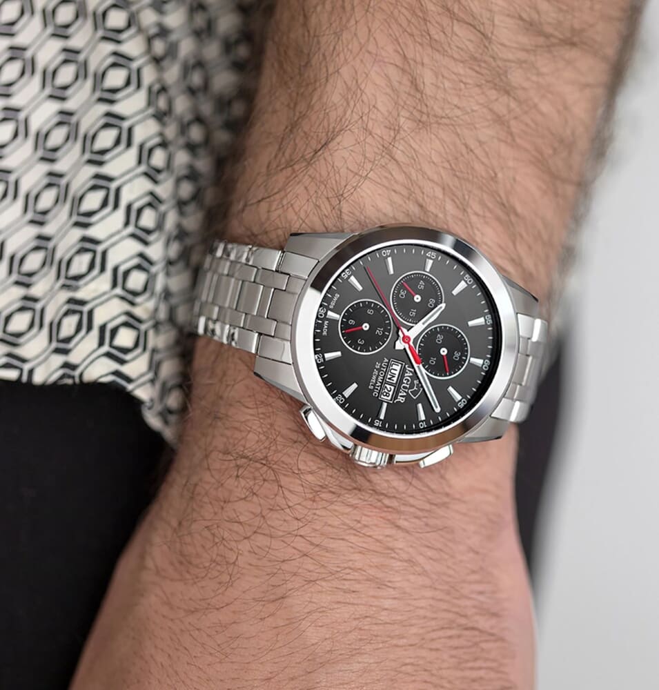 Мужские часы Jaguar Le Chronographe J978.4, механизм механические с автоподзаводом, циферблат черный, браслет нержавеющая сталь — Изображение 5