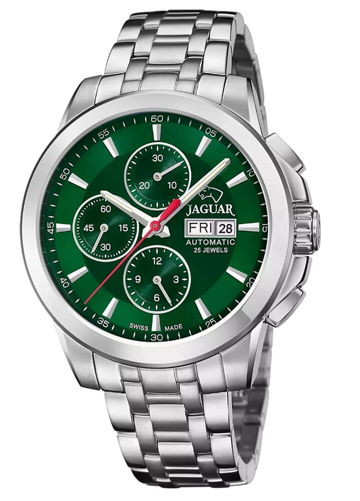 Мужские часы Jaguar Le Chronographe J978.5, механизм механические с автоподзаводом, циферблат зеленый, браслет нержавеющая сталь — Изображение 1