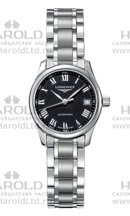 Женские часы Longines The Longines Master Collection L2.128.4.51.6, механизм механический с автоподзаводом, циферблат черный, браслет нержавеющая сталь — Изображение 1