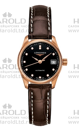 Женские часы Longines The Longines Master Collection L2.128.8.57.3, механизм механический с автоподзаводом, циферблат черный, браслет кожа — Изображение 1
