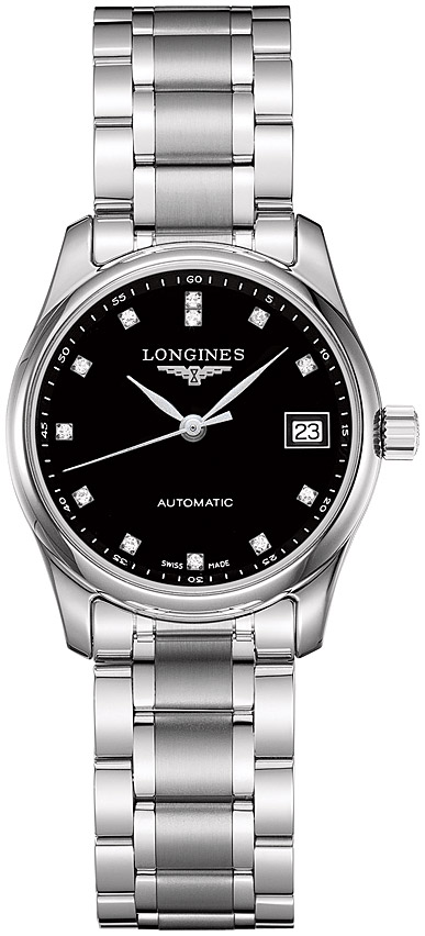 Женские часы Longines The Longines Master Collection L2.257.4.57.6, механизм механический с автоподзаводом, циферблат черный, браслет нержавеющая сталь — Изображение 1