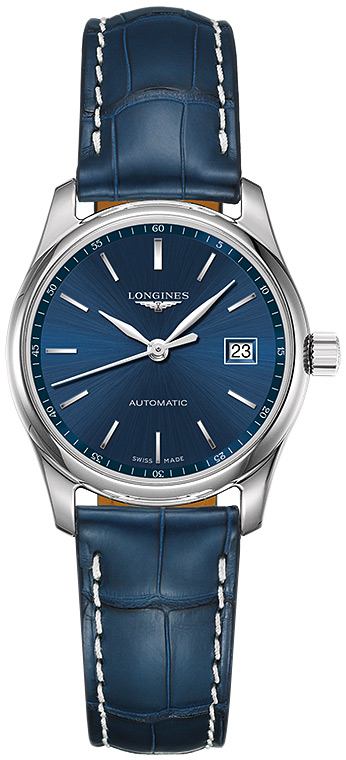 Женские часы Longines The Longines Master Collection L2.257.4.92.0, механизм механический с автоподзаводом, циферблат синий, браслет кожа — Изображение 1