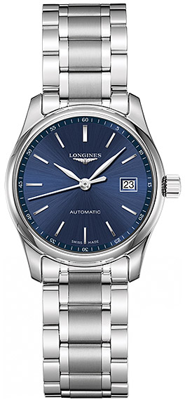 Женские часы Longines The Longines Master Collection L2.257.4.92.6, механизм механический с автоподзаводом, циферблат синий, браслет нержавеющая сталь — Изображение 1
