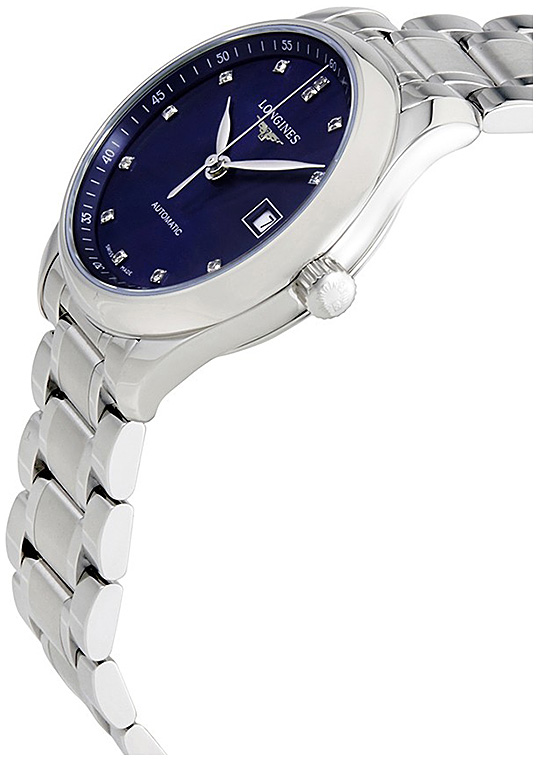Женские часы Longines The Longines Master Collection L2.257.4.97.6, механизм механический с автоподзаводом, циферблат синий, браслет нержавеющая сталь — Изображение 3