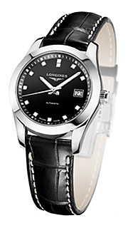 Женские механический с автоподзаводом часы Longines Conquest Classic L2.285.4.58.3 черный кожа — Изображение 2