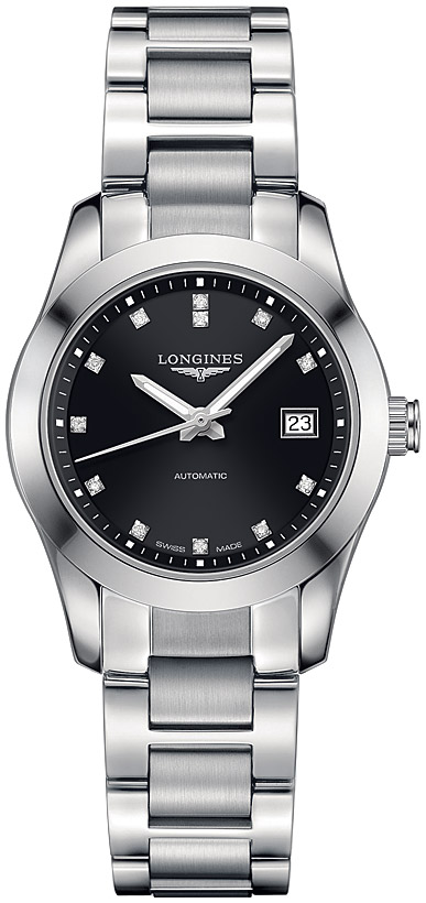 Женские механический с автоподзаводом часы Longines Conquest Classic L2.285.4.58.6 черный нержавеющая сталь — Изображение 1