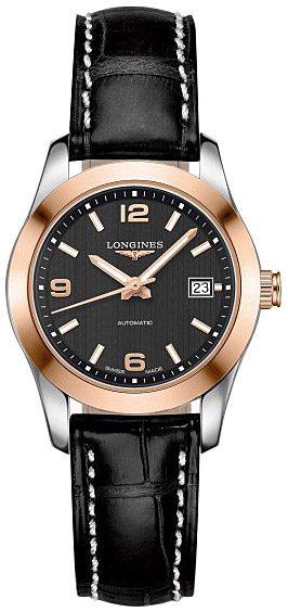 Женские механический с автоподзаводом часы Longines Conquest Classic L2.285.5.56.3 черный кожа — Изображение 1