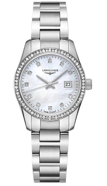 Женские часы Longines Conquest Classic L2.286.0.87.6, механизм кварцевый, циферблат белый, браслет нержавеющая сталь — Изображение 1