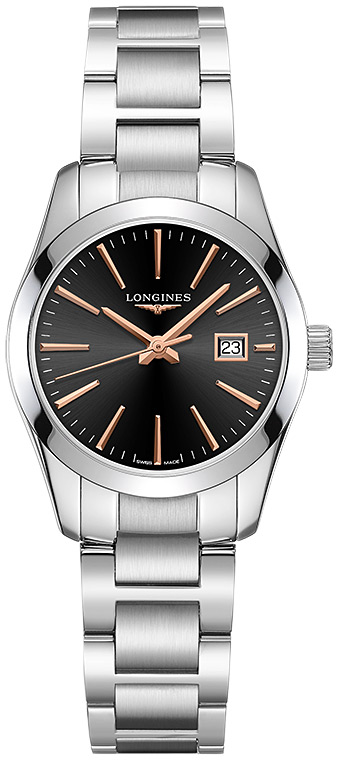 Женские кварцевый часы Longines Conquest Classic L2.286.4.52.6 черный нержавеющая сталь — Изображение 1