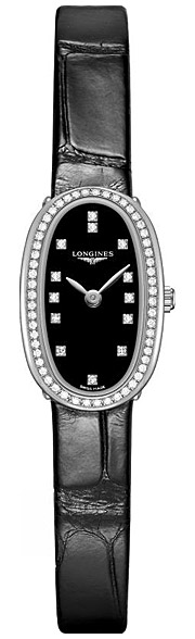 Женские часы Longines Longines Symphonette L2.304.0.57.0, механизм кварцевый, циферблат черный, браслет кожа — Изображение 1