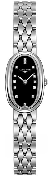 Женские часы Longines Longines Symphonette L2.304.4.57.6, механизм кварцевый, циферблат черный, браслет нержавеющая сталь — Изображение 1