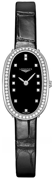 Женские часы Longines Longines Symphonette L2.305.0.57.0, механизм кварцевый, циферблат черный, браслет кожа — Изображение 1