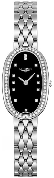 Женские часы Longines Longines Symphonette L2.305.0.57.6, механизм кварцевый, циферблат черный, браслет нержавеющая сталь — Изображение 1