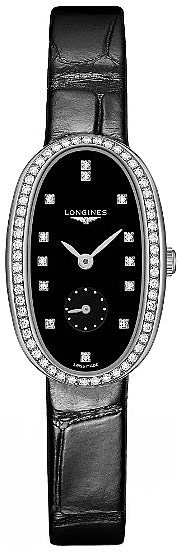 Женские часы Longines Longines Symphonette L2.306.0.57.0, механизм кварцевый, циферблат черный, браслет кожа — Изображение 1