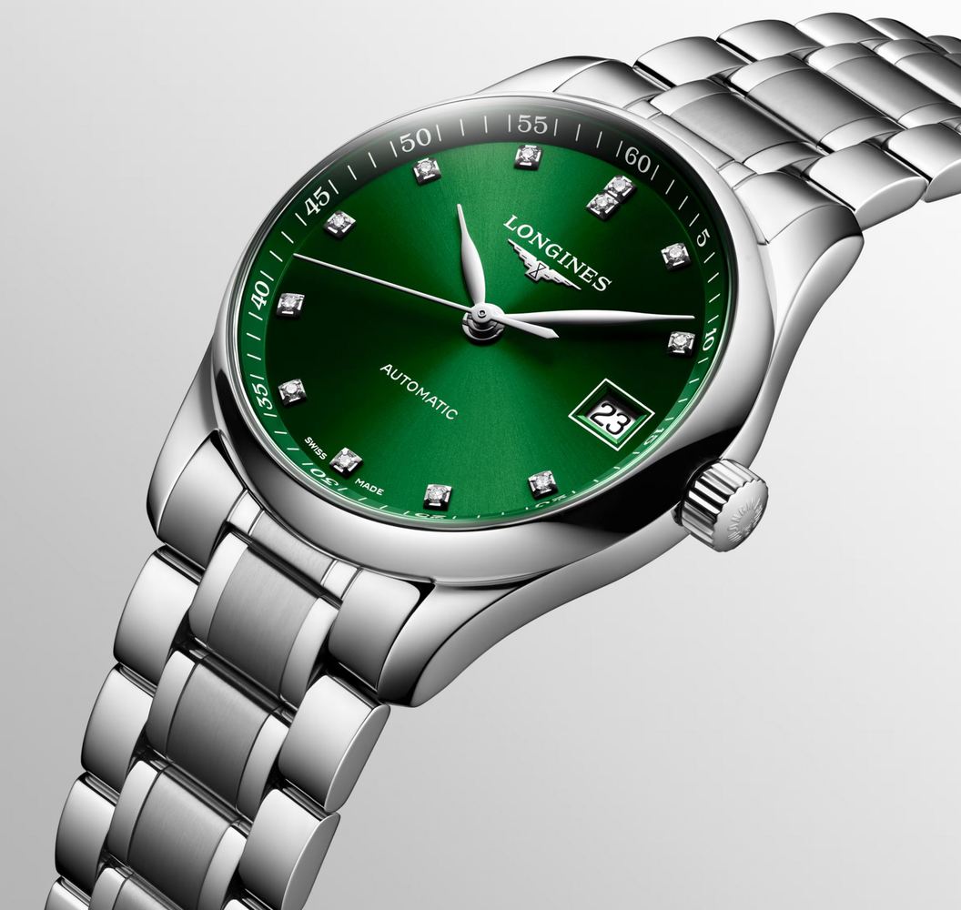 Женские часы Longines The Longines Master Collection L2.357.4.99.6, механизм механический с автоподзаводом, циферблат зеленый, браслет нержавеющая сталь — Изображение 2