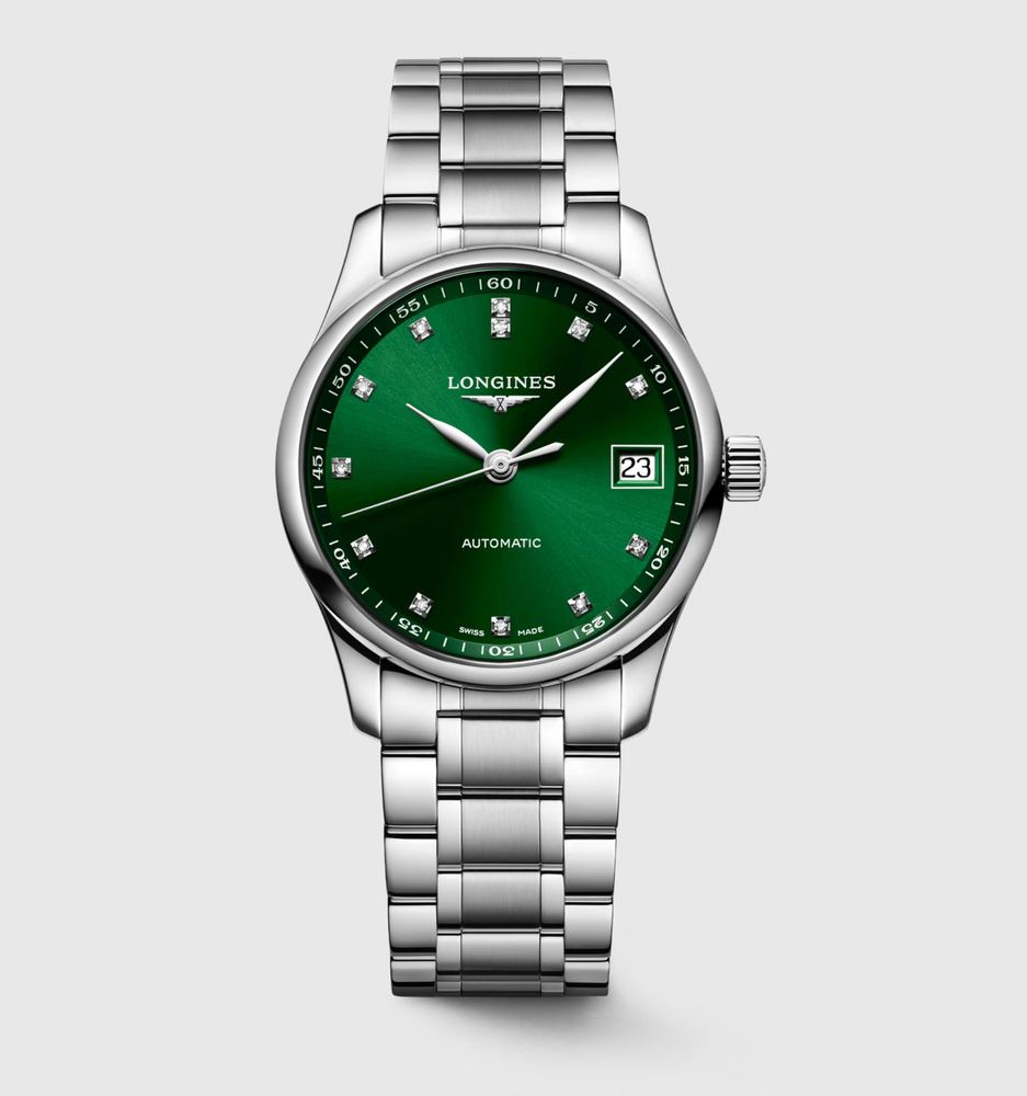 Женские часы Longines The Longines Master Collection L2.357.4.99.6, механизм механический с автоподзаводом, циферблат зеленый, браслет нержавеющая сталь — Изображение 1