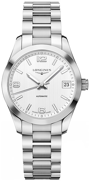 Женские механический с автоподзаводом часы Longines Conquest Classic L2.385.4.76.6 белый нержавеющая сталь — Изображение 1