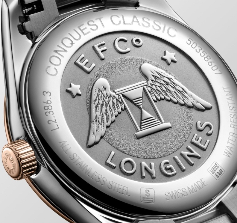 Женские часы Longines Conquest Classic L2.386.3.92.7, механизм кварцевый, циферблат синий, браслет нержавеющая сталь + розовое pvd — Изображение 4