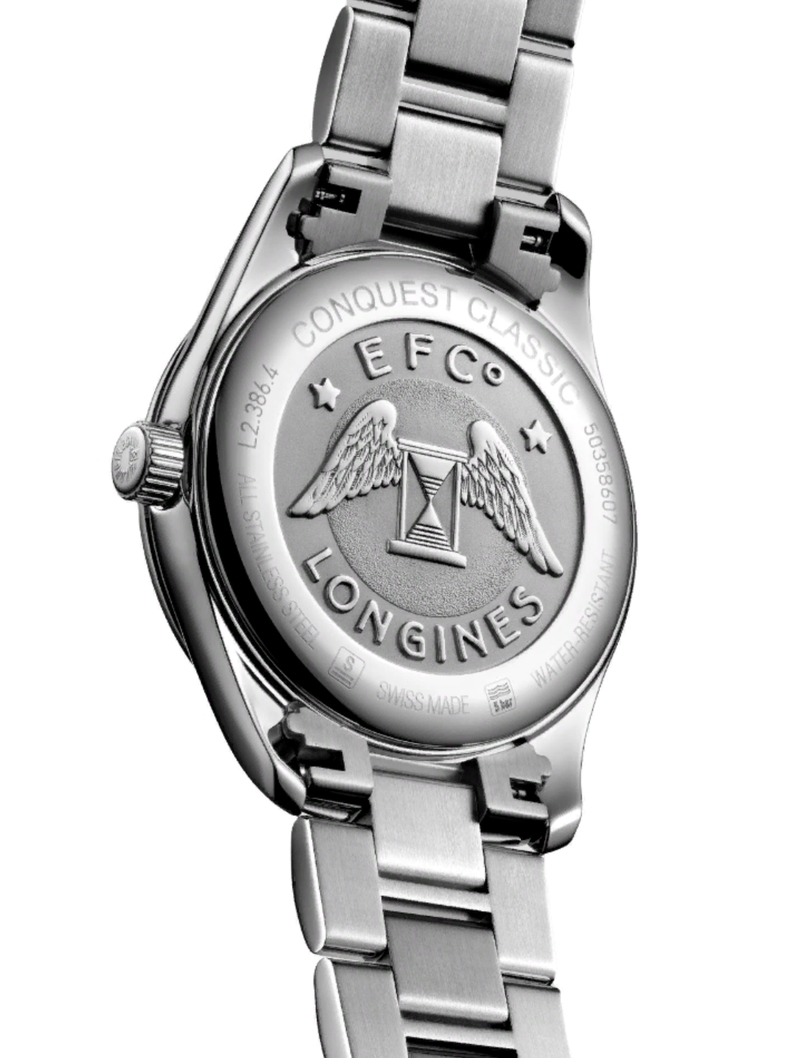 Женские часы Longines Conquest Classic L2.386.4.72.6, механизм кварцевый, циферблат серебристый, браслет нержавеющая сталь — Изображение 3